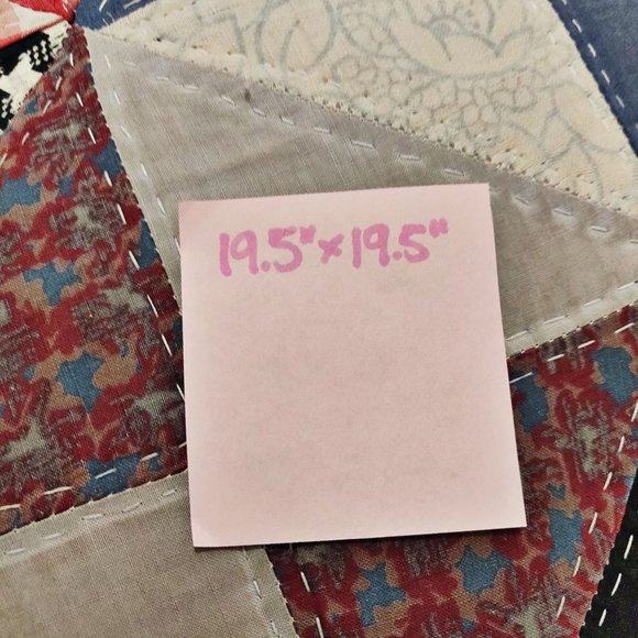 Vintage Patchwork Ruffle Pillow Bright Red Groovy Prints Flowers Stars Check BOH - Picture 12 of 12